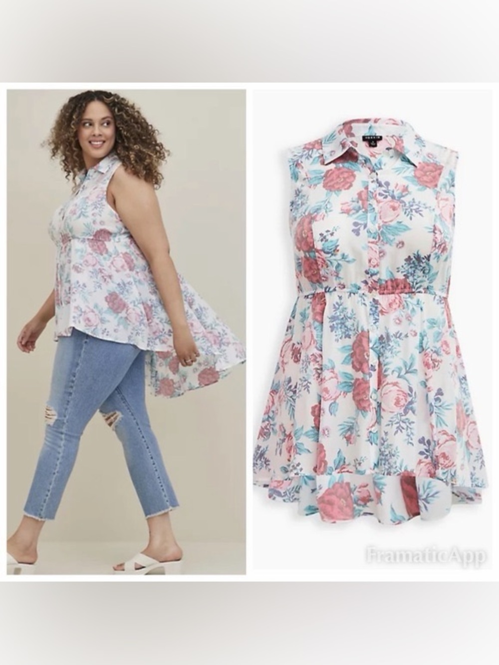 🌟HOST PICK!🌟 BNWT 🌸 TORRID Babydoll Poplin Button-Front High-Low Shirt - Picture 10 of 10